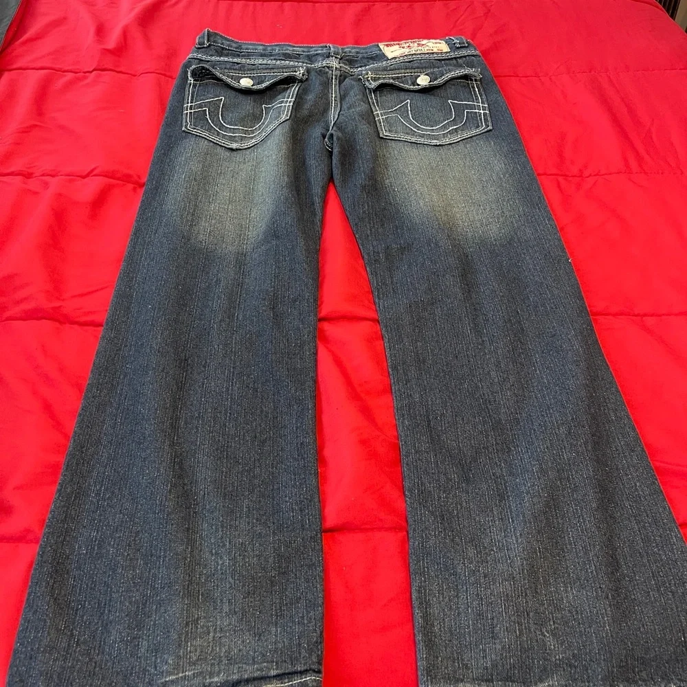 True Religion Men's Relaxed Jeans in Blue with Red Label